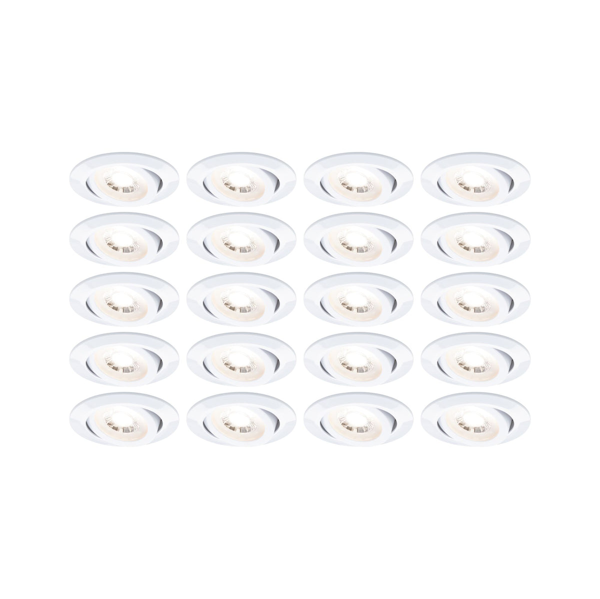 Paulmann LED Einbauleuchte  20er-Set schwenkbar rund 82mm 70°  20x4,8W 20x450lm 230V  3000K Weiß