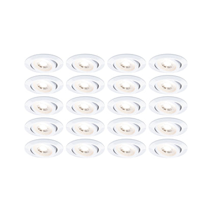 Paulmann LED Einbauleuchte  20er-Set schwenkbar rund 82mm 70°  20x4,8W 20x450lm 230V  3000K Weiß