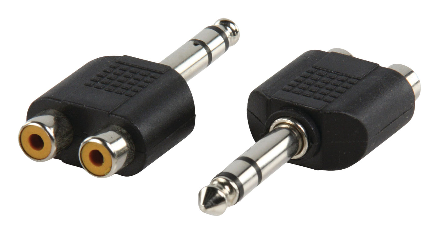 Valueline Stereo-Audio-Adapter 6.35 mm male - 2x RCA female Schwarz