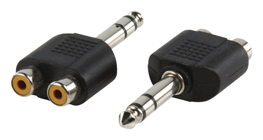 Valueline Stereo-Audio-Adapter 6.35 mm male - 2x RCA female Schwarz