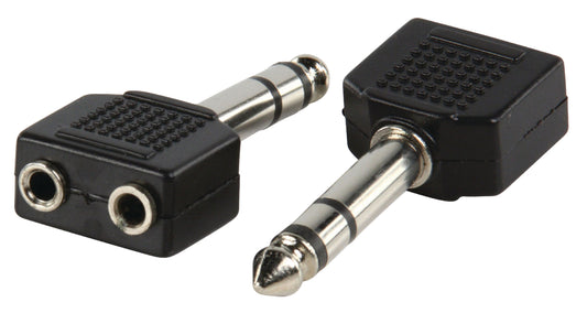 Valueline Stereo-Audio-Adapter 6.35 mm male - 2x 3.5 mm female Schwarz