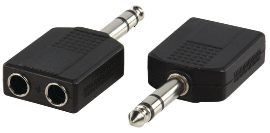 Valueline Stereo-Audio-Adapter 6.35 mm male - 2x 6.35 mm female Schwarz