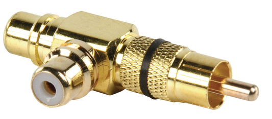 Valueline Stereo-Audio-Adapter 90° abgewinkelt RCA male - 2x RCA female Schwarz