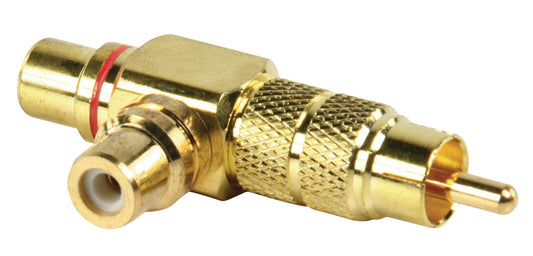 Valueline Stereo-Audio-Adapter 90° abgewinkelt RCA male - 2x RCA female Rot