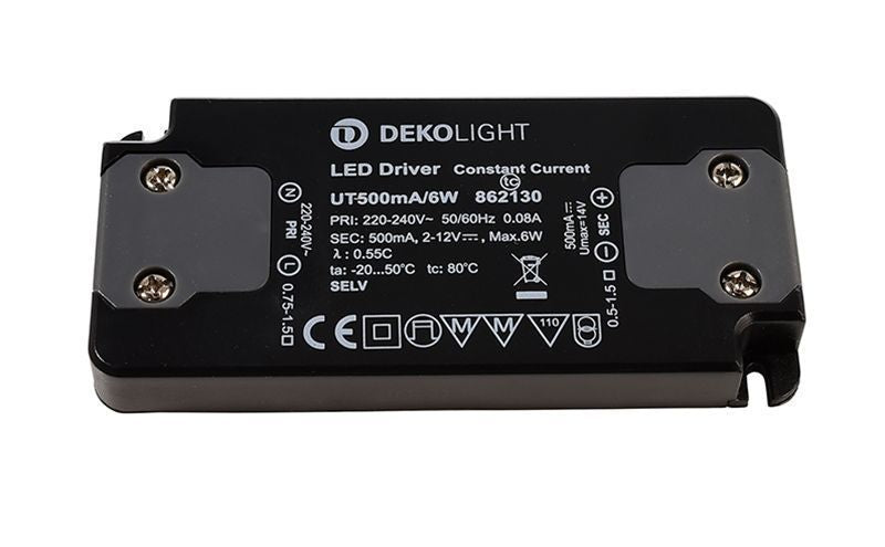 Deko-Light FLAT, CC, UT500mA/6W  Schwarz