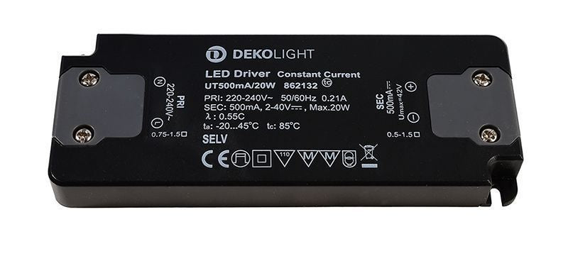 Deko-Light FLAT, CC, UT500mA/20W  Schwarz