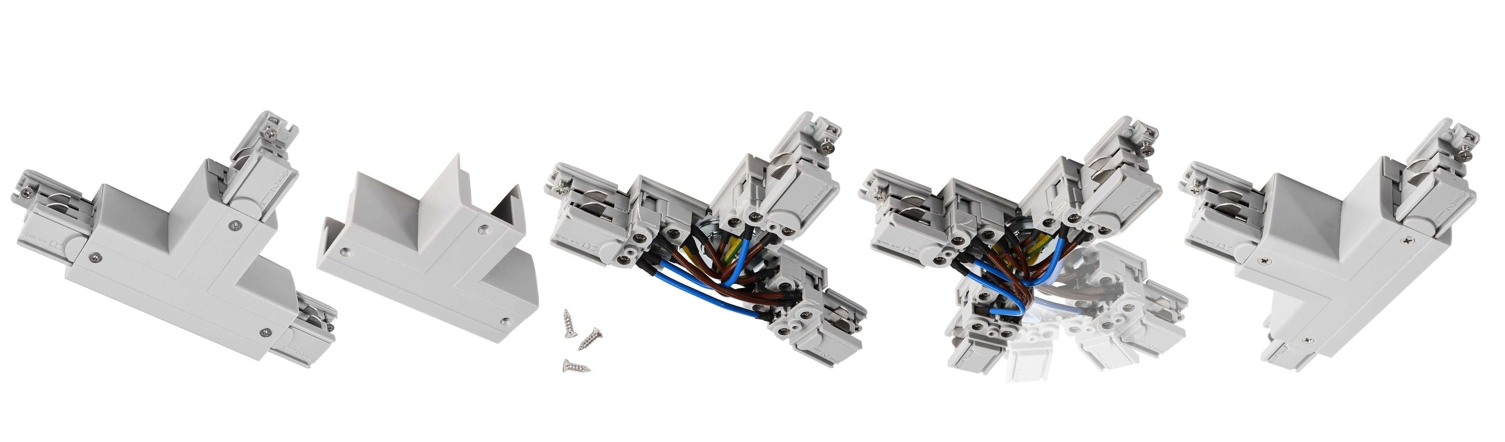 Deko-Light D Line T-Verbinder links-links-rechts mit Wechselmechanik  Verkehrsweiß RAL 9016