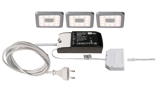 Deko-Light Paty Eckig 3er Bundle 2,5W Silbergrau RAL 7001