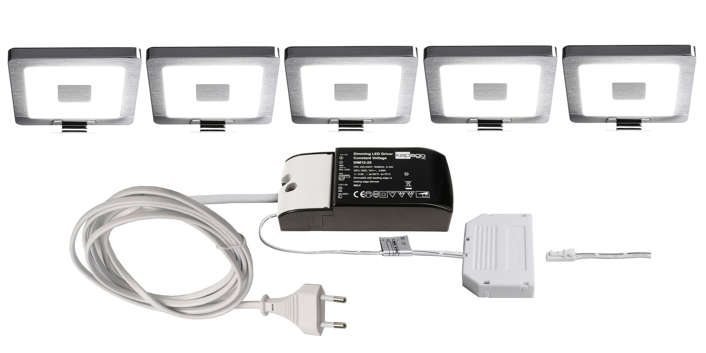 Deko-Light Spiegel Eckig 5er Bundle 4,5W Silber Chrom