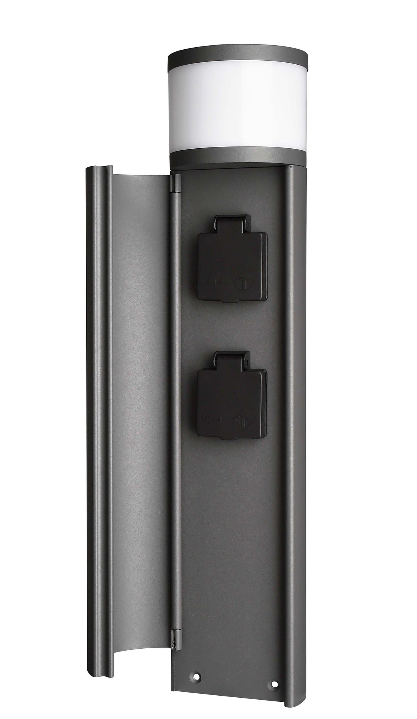 Stehleuchte Steckdosensäule 48 cm LED beleuchtete Energiesäule Dunkelgrau Aluminium Garten Outdoor IP44