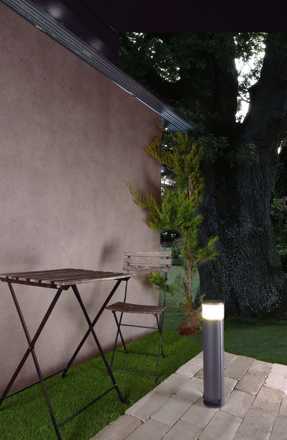 Stehleuchte Steckdosensäule 48 cm LED beleuchtete Energiesäule Dunkelgrau Aluminium Garten Outdoor IP44