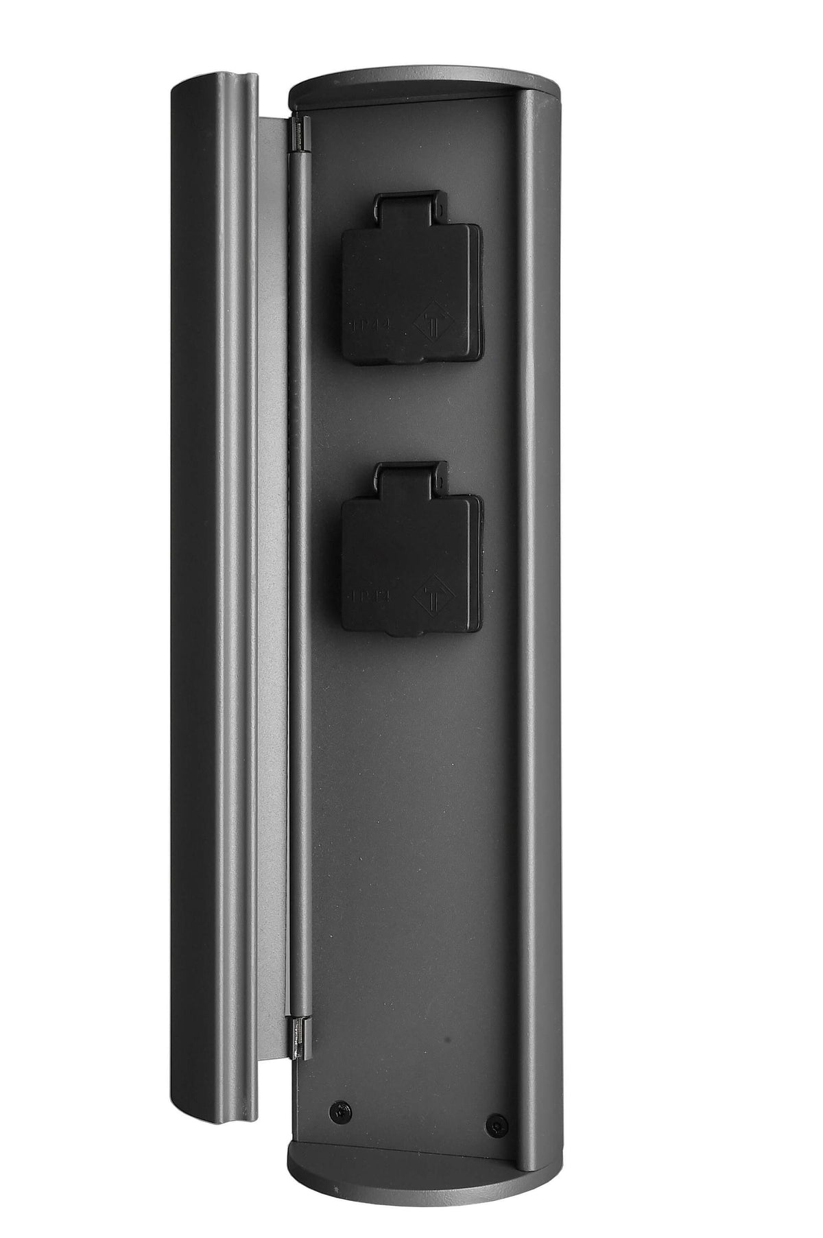 Steckdosenturm Steckdosensäule 40cm Energiesäule Dunkelgrau Aluminium Druckguss Garten Outdoor IP44