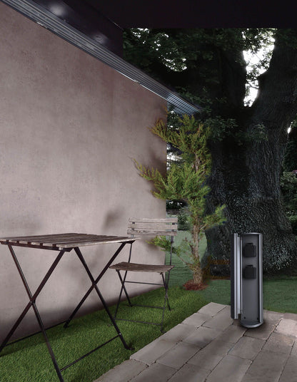 Steckdosenturm Steckdosensäule 40cm Energiesäule Dunkelgrau Aluminium Druckguss Garten Outdoor IP44