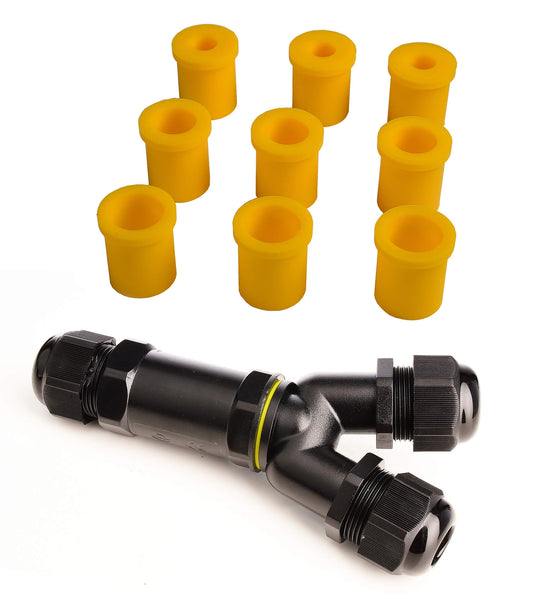 Deko-Light Outdoor Multi Y-Verbinder für 3 Kabel 4-14 mm, 3 Adern 0.5-4 mm², max. 450V AC/24A  Schwarz