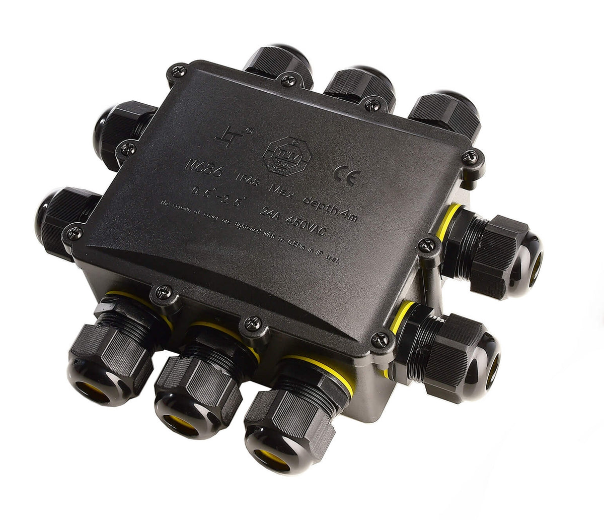 Deko-Light Outdoor Multi 10-fach-Verteiler für 2-10 Kabel 4-14 mm, 0.5-4 mm², max. 450V AC/24A  Schwarz