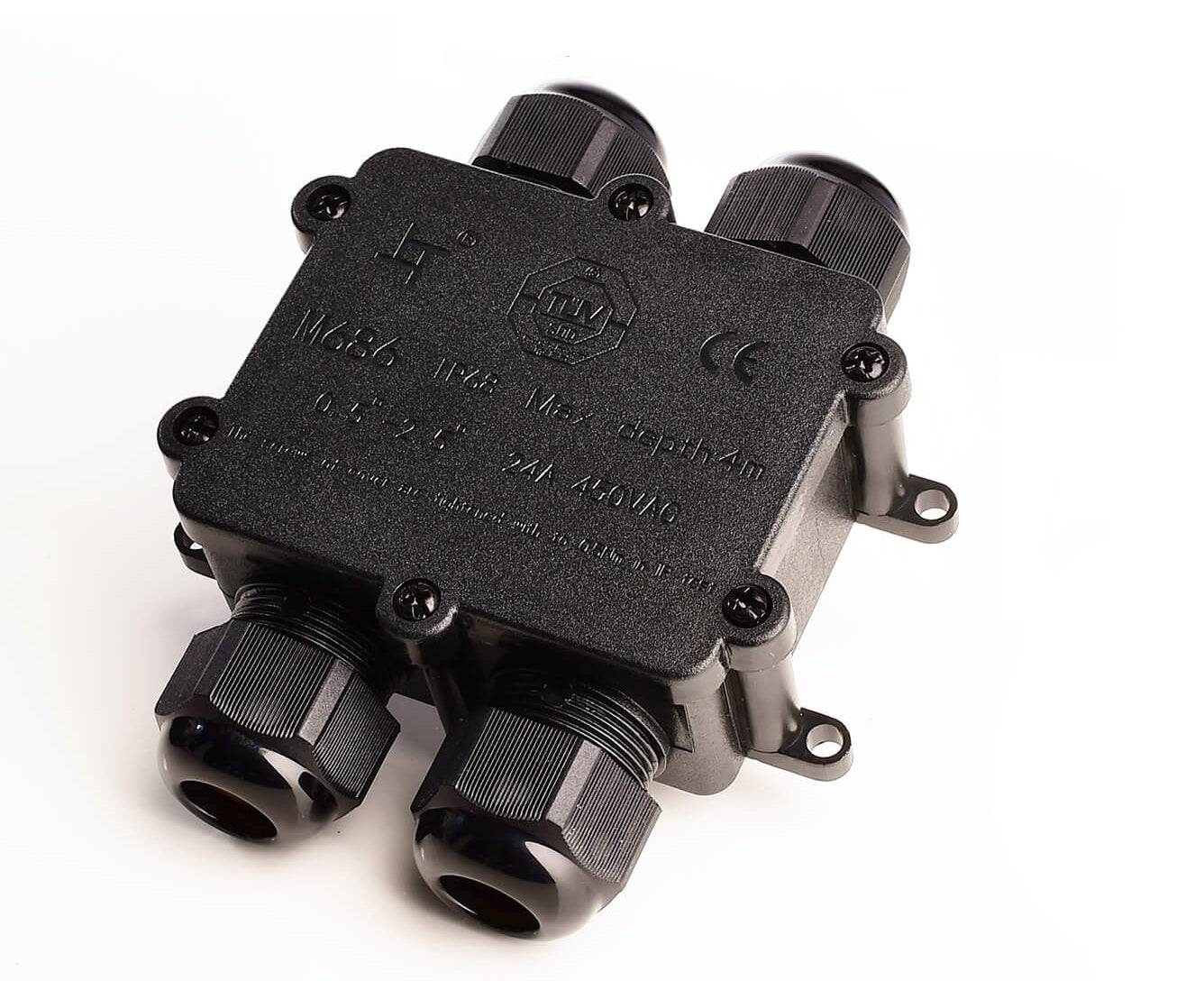 Deko-Light Outdoor Multi 4-fach-Verteiler für 2-4 Kabel 4-14 mm, 0.5-4 mm², max. 450V AC/24A  Schwarz