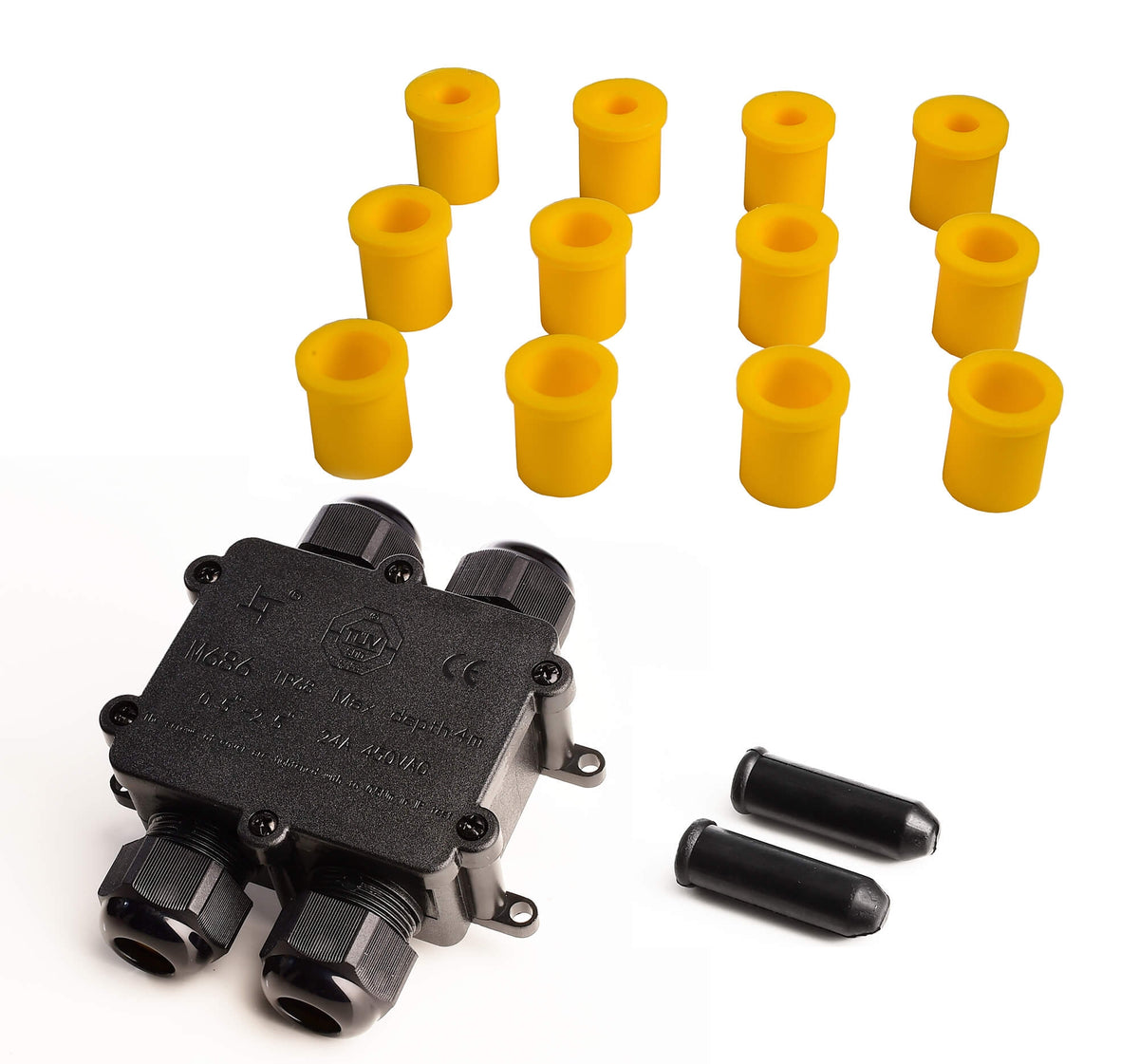 Deko-Light Outdoor Multi 4-fach-Verteiler für 2-4 Kabel 4-14 mm, 0.5-4 mm², max. 450V AC/24A  Schwarz