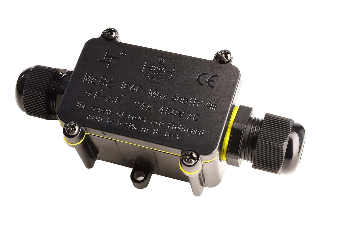 Deko-Light Outdoor 2-fach-Verteiler eckig für Kabel 5-12 mm, 0.5-2,5 mm², max. 450V AC/24A  Schwarz