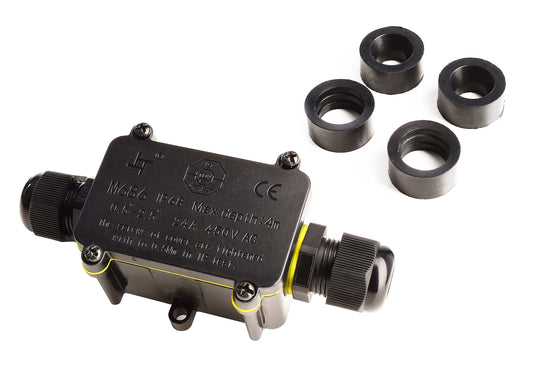 Deko-Light Outdoor 2-fach-Verteiler eckig für Kabel 5-12 mm, 0.5-2,5 mm², max. 450V AC/24A  Schwarz