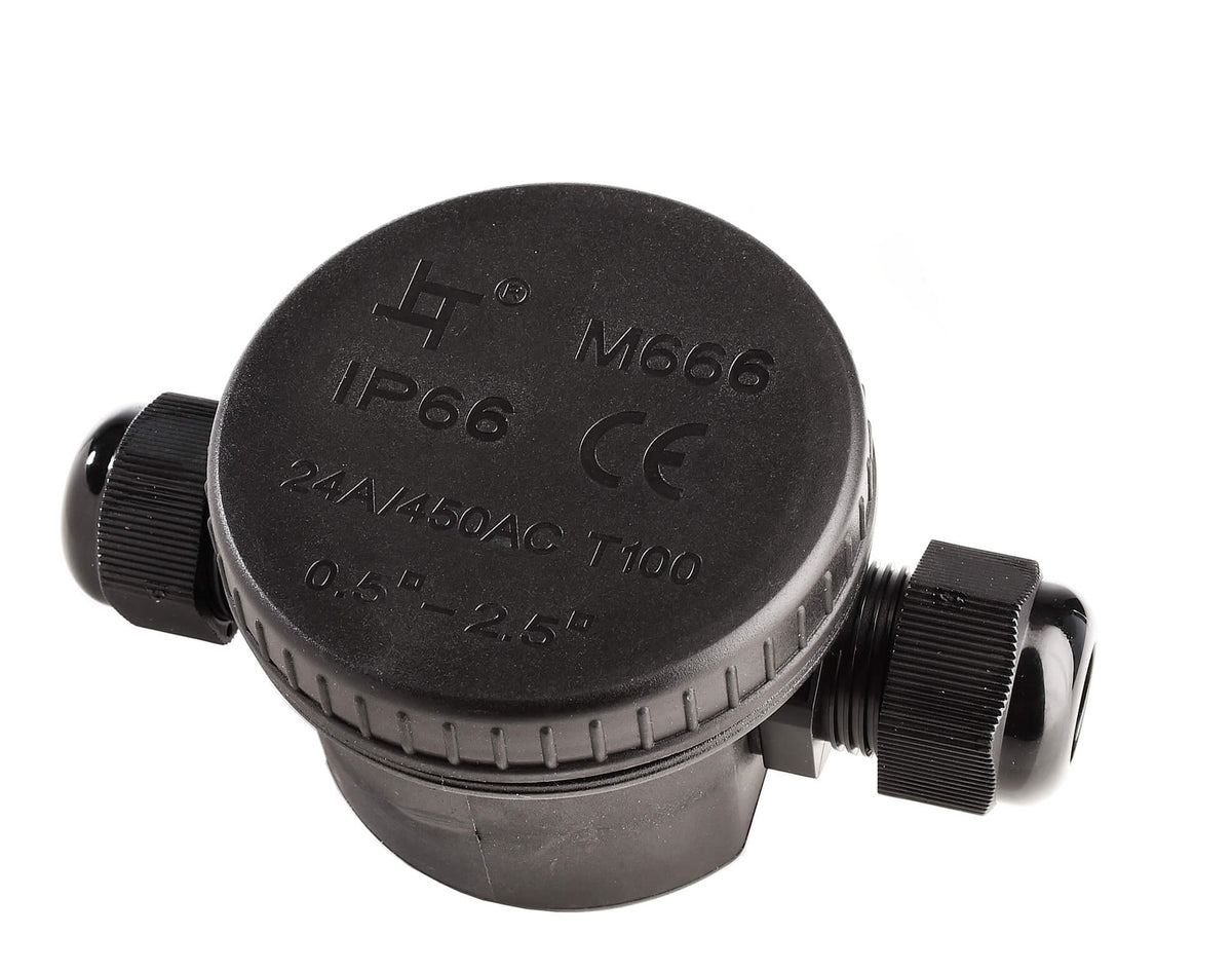 Deko-Light Outdoor 2-fach-Verteiler rund für Kabel 5-12 mm, 0.5-2,5 mm², max. 450V AC/24A  Schwarz