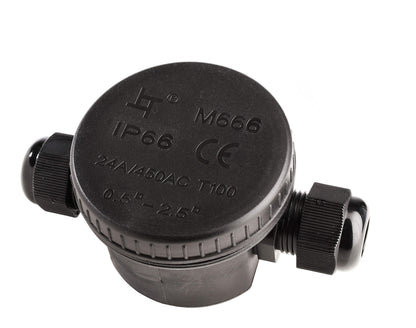 Deko-Light Outdoor 2-fach-Verteiler rund für Kabel 5-12 mm, 0.5-2,5 mm², max. 450V AC/24A  Schwarz