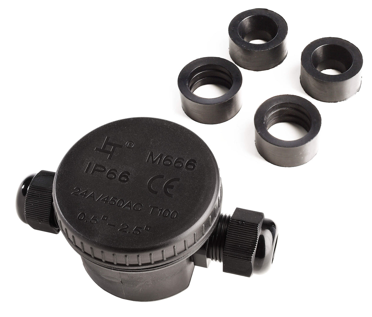 Deko-Light Outdoor 2-fach-Verteiler rund für Kabel 5-12 mm, 0.5-2,5 mm², max. 450V AC/24A  Schwarz
