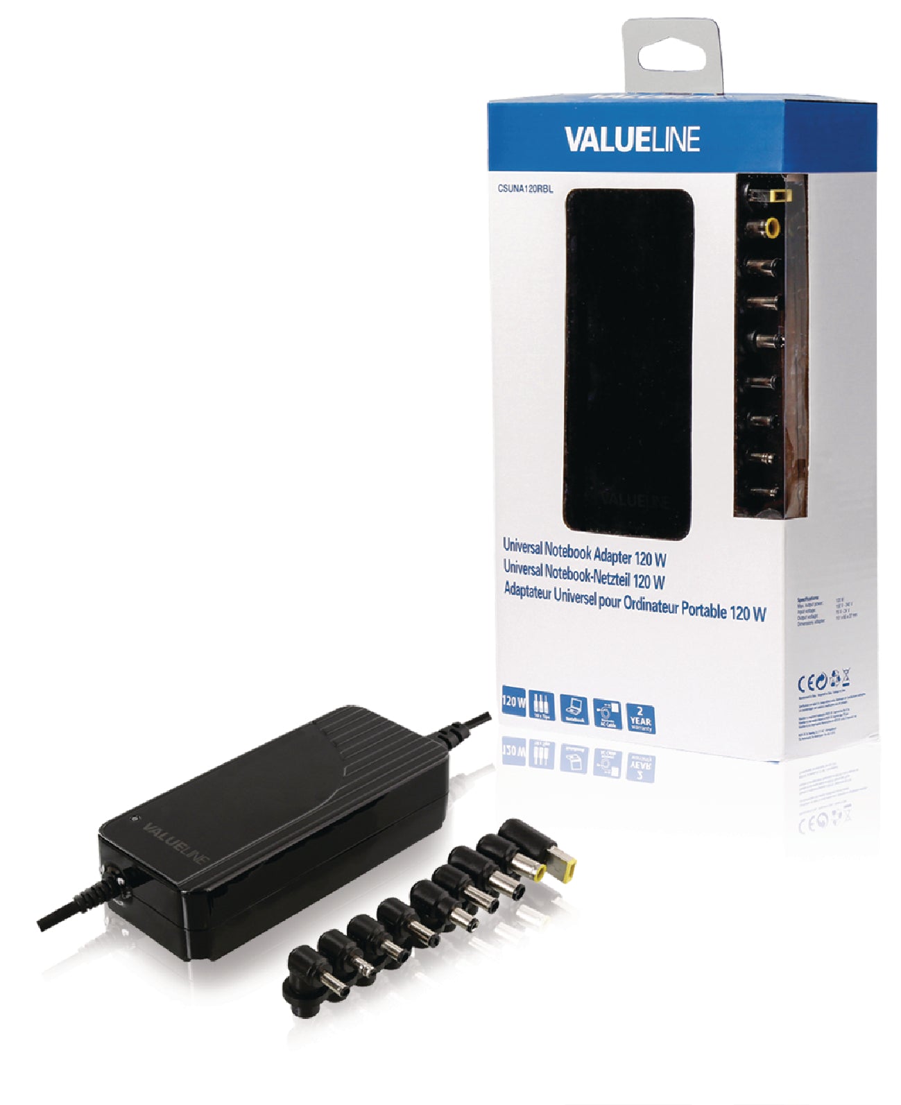 Valueline Notebooknetzteil 15 / 24 VDC 120 W