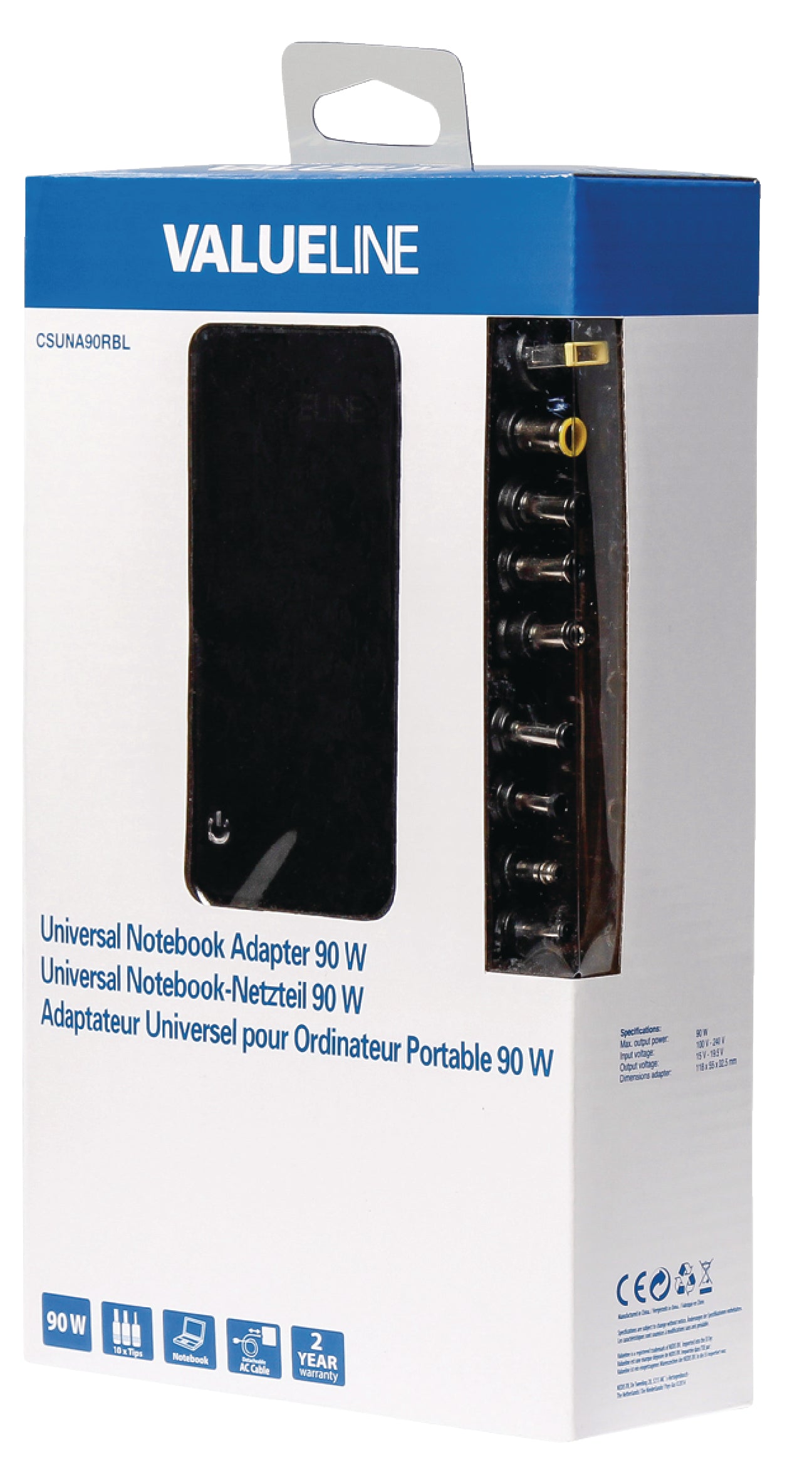 Valueline Notebooknetzteil 15 / 19.5 VDC 90 W
