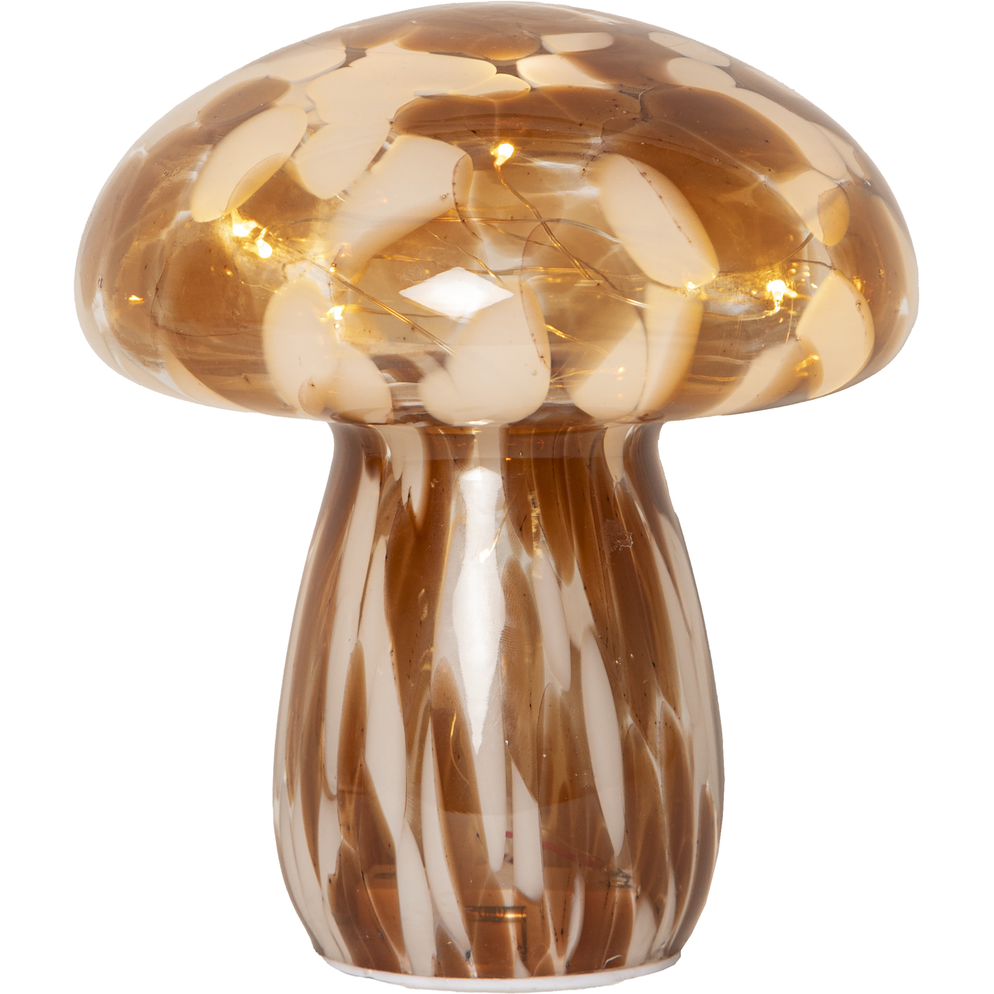 LED-Dekoration ''Funghi'', Glas, braun/weiß, 15x17cm, IP20