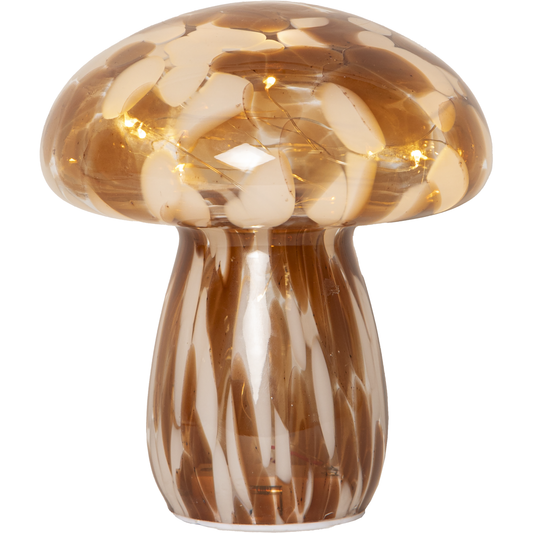 LED-Dekoration ''Funghi'', Glas, braun/weiß, 15x17cm, IP20