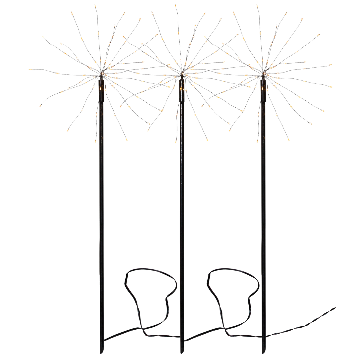 LED-Dekostab ''Firework-Outdoor'', 3er Set, 60x200cm, schwarz, warmweiß, IP44