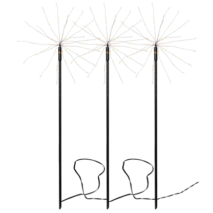 LED-Dekostab ''Firework-Outdoor'', 3er Set, 60x200cm, schwarz, warmweiß, IP44