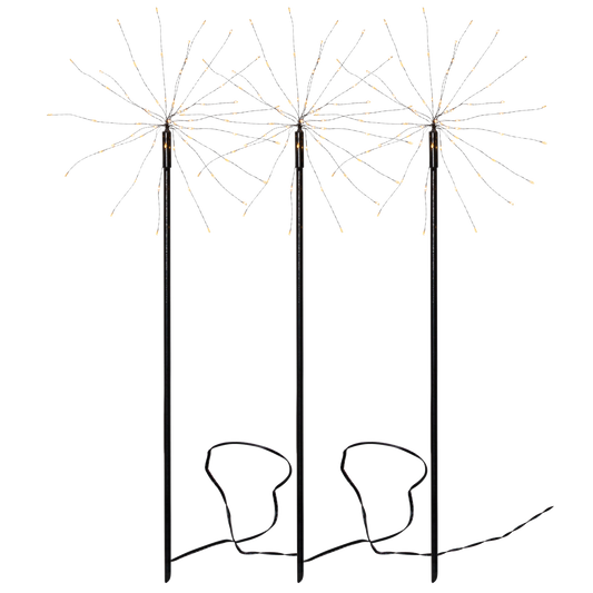 LED-Dekostab ''Firework-Outdoor'', 3er Set, 60x200cm, schwarz, warmweiß, IP44