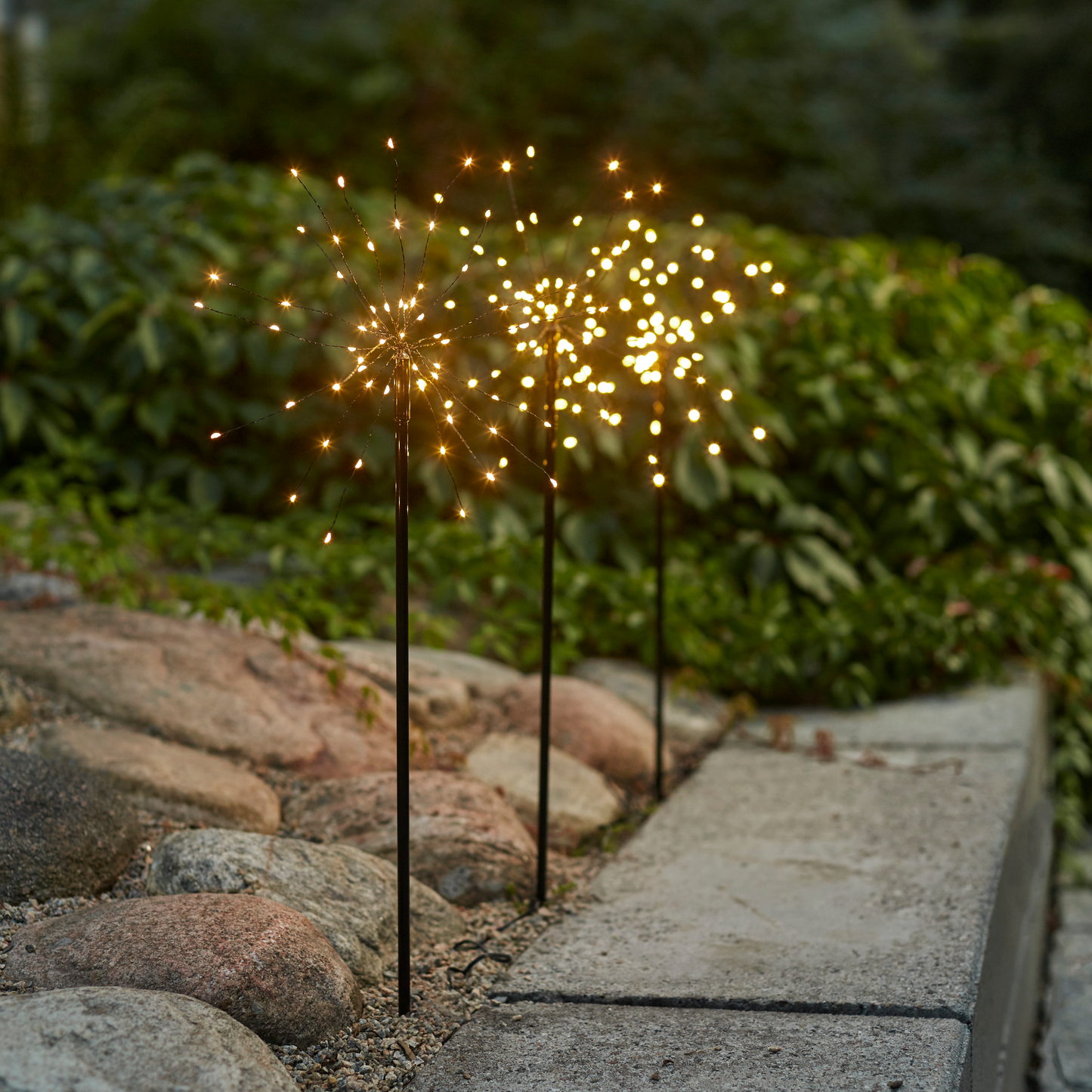 LED-Dekostab ''Firework-Outdoor'', 3er Set, 60x200cm, schwarz, warmweiß, IP44