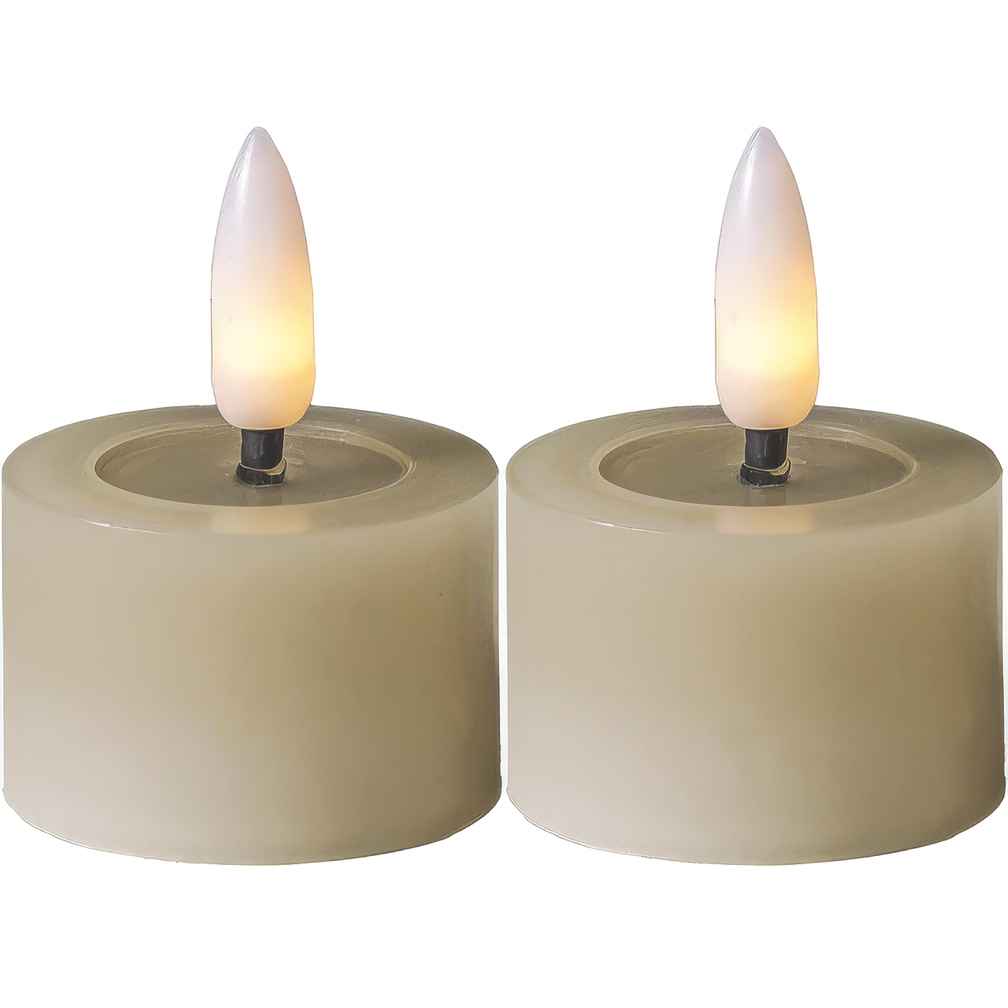 LED-Echtwachs-Kerze ''Flamme Flow'', 2er Set beige, je 4x5cm, Timer inkl. Batterie
