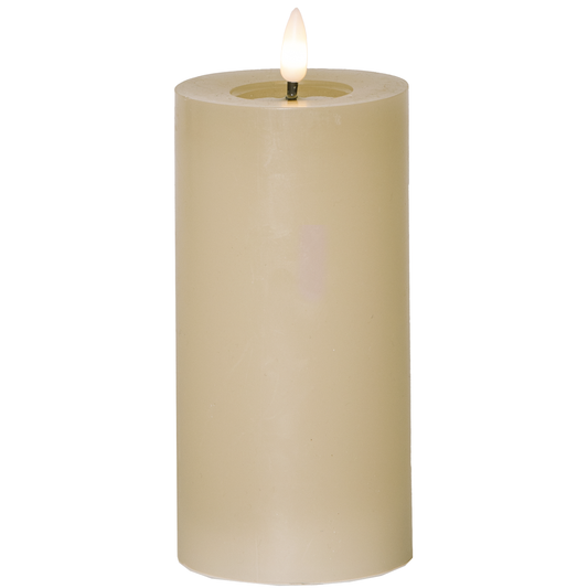 LED-Echtwachs-Kerze ''Flamme Flow Pillar'' , beige, 17.5x7.5cm, Timer