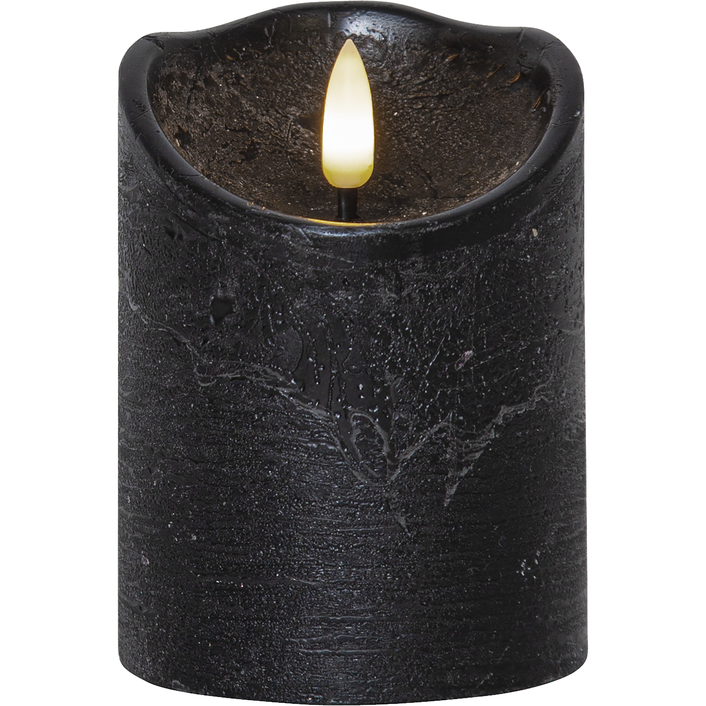 LED-Echtwachs-Kerze ''Flamme Rustic'' , schwarz, 10x7.5cm, Timer, warmweiß