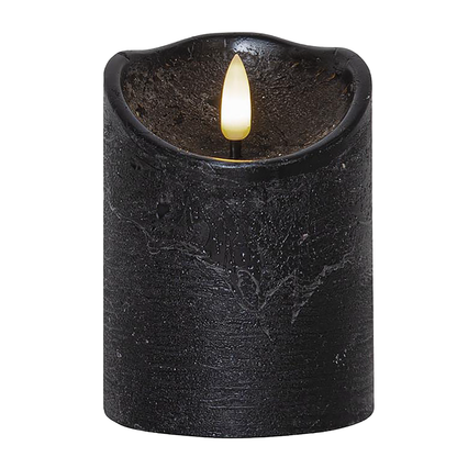 LED-Echtwachs-Kerze ''Flamme Rustic'' , schwarz, 15x7.5cm, Timer, warmweiß