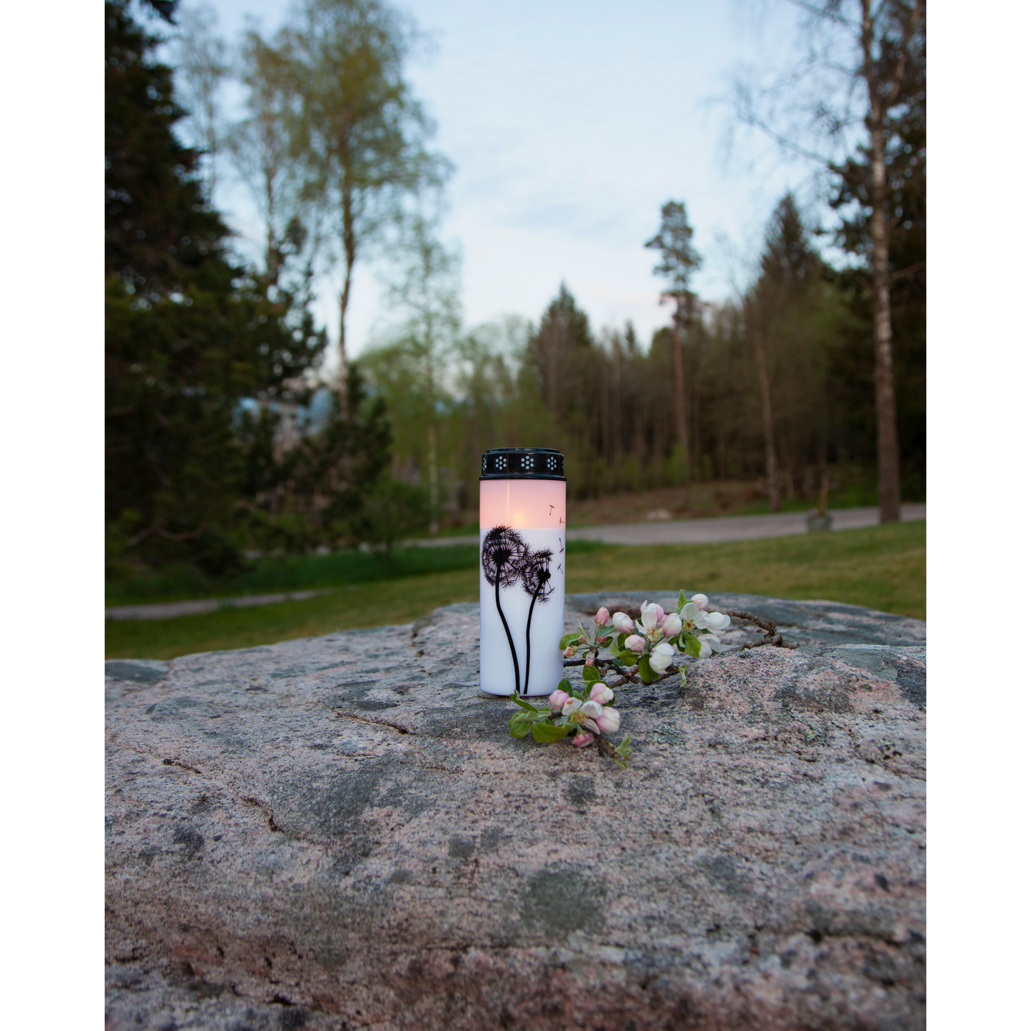 LED-Grablicht ''Dandelion'', weiß mit Pusteblumenmotiv, warmweiß, 21x7cm, outdoor
