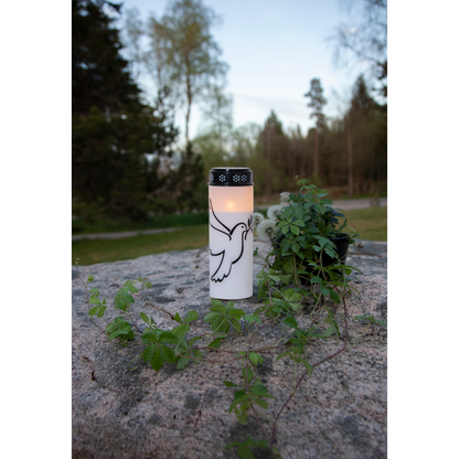 LED-Grablicht ''Dove'', weiß mit Taubenmotiv, warmweiß, 20,5x7,5cm, outdoor