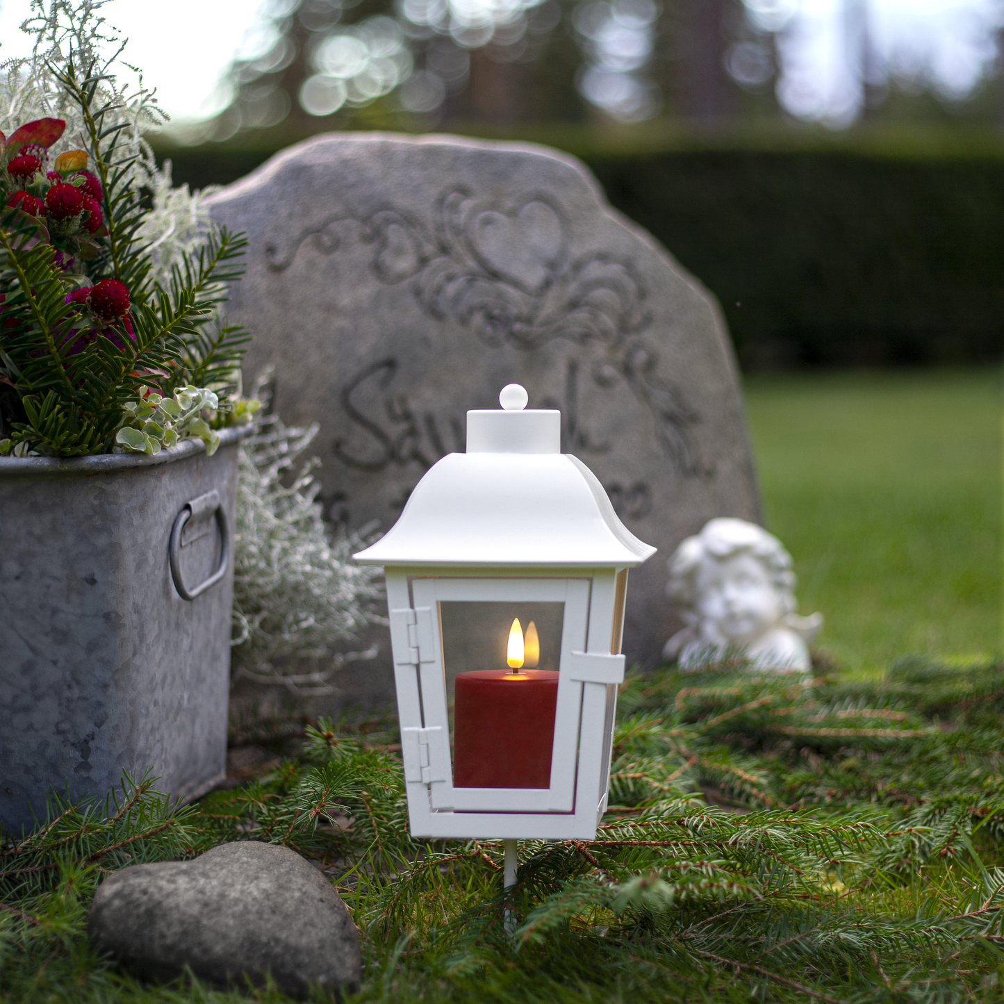 LED-Kerze ''Paula'' , flackernd, rot, 6.1x10cm, Timer, outdoor