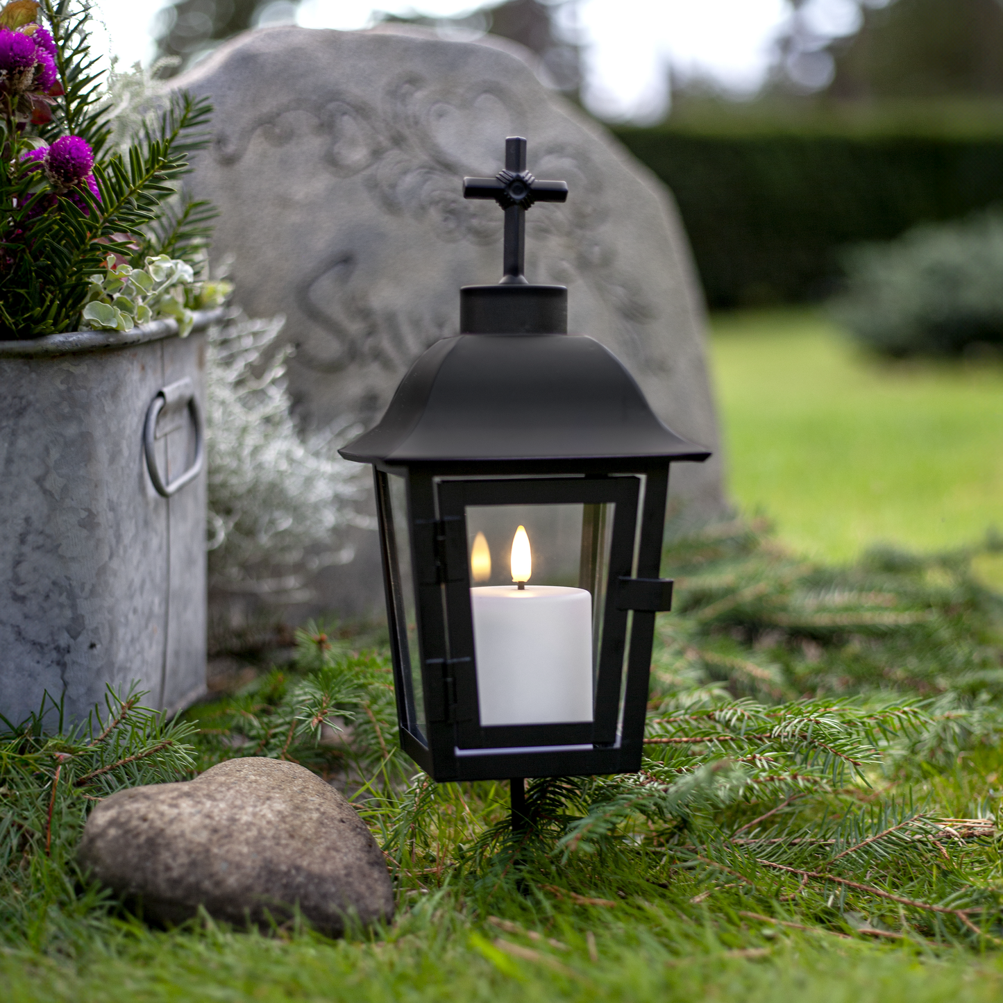 LED-Kerze ''Paula'' , flackernd, weiß, 6.1x10cm, Timer, outdoor