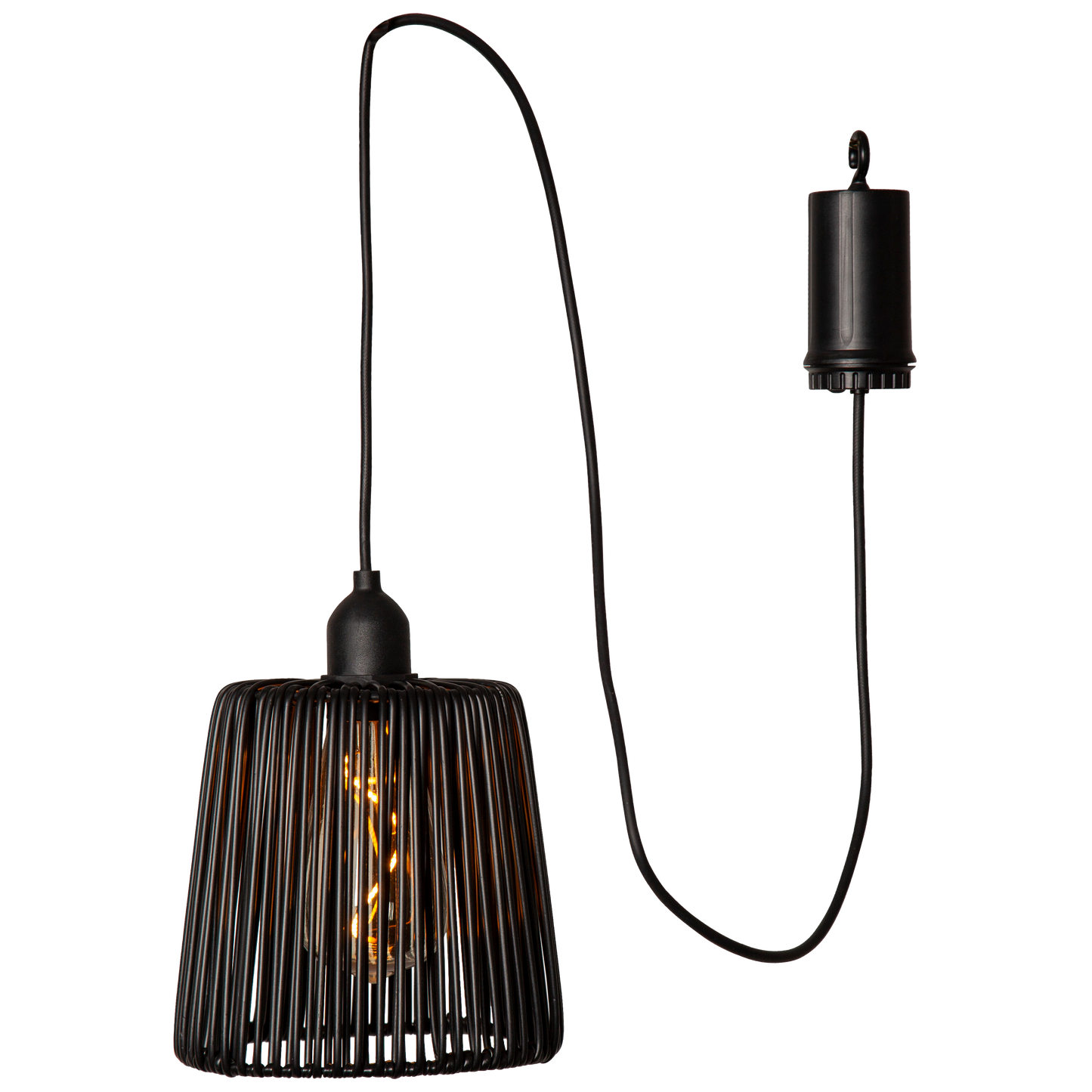 LED-Lampenschirm ''Twine'', schwarz, Kunststoff, 15x15cm, 1m Zuleitung, outdoor