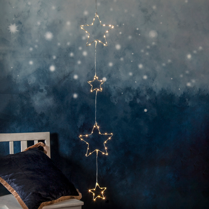 LED-Lichterkette ''Dew Drop Stars'', 2x Stern 20cm, 2x Stern 10cm, Batterie, Timer