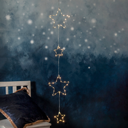 LED-Lichterkette ''Dew Drop Stars'', 2x Stern 20cm, 2x Stern 10cm, Batterie, Timer