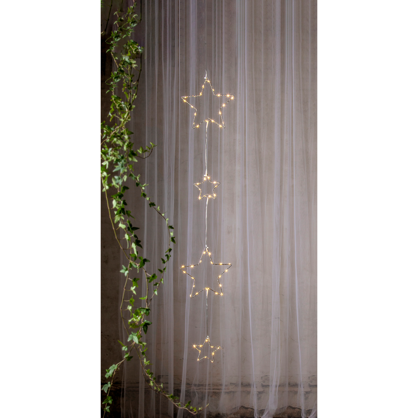 LED-Lichterkette ''Dew Drop Stars'', 2x Stern 20cm, 2x Stern 10cm, Batterie, Timer