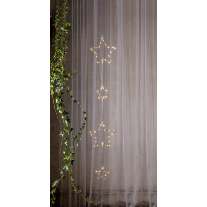 LED-Lichterkette ''Dew Drop Stars'', 2x Stern 20cm, 2x Stern 10cm, Batterie, Timer