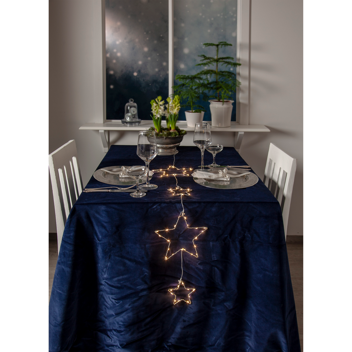 LED-Lichterkette ''Dew Drop Stars'', 2x Stern 20cm, 2x Stern 10cm, Batterie, Timer