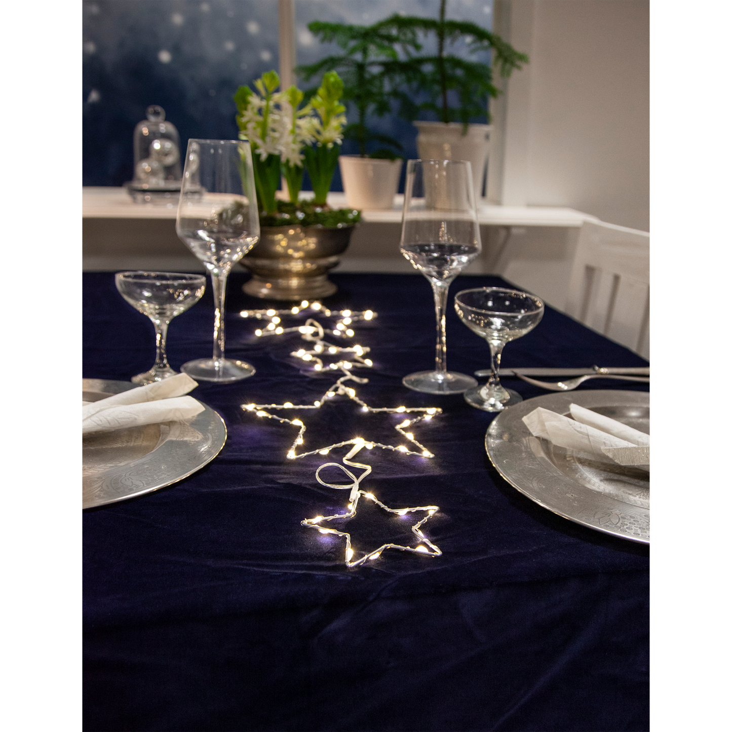 LED-Lichterkette ''Dew Drop Stars'', 2x Stern 20cm, 2x Stern 10cm, Batterie, Timer