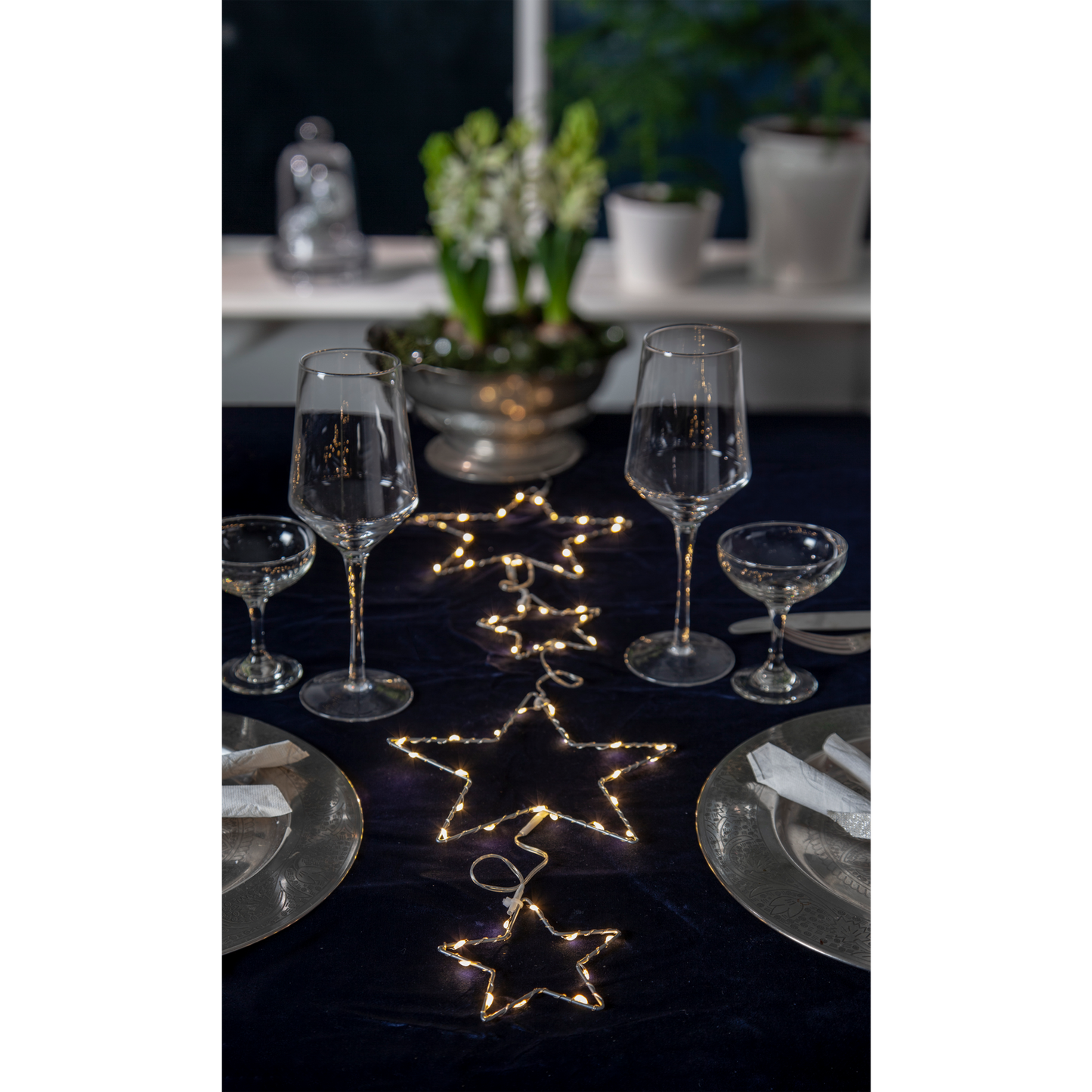 LED-Lichterkette ''Dew Drop Stars'', 2x Stern 20cm, 2x Stern 10cm, Batterie, Timer